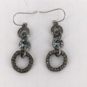 M4M “Nest” Crystal Hanging Hoop Pierced Earrings